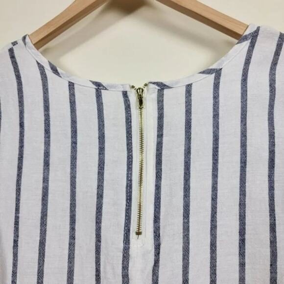 Purple Rain Striped Crop Top‎ Short Sleeves Womans Size Small White Blue - Picture 6 of 12